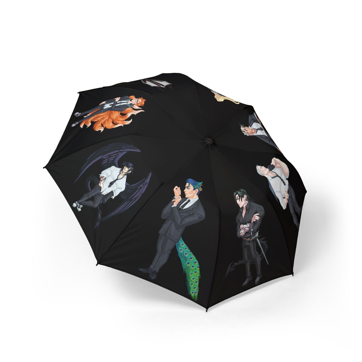 Discordia Demons (Cassandra Featherstone x Phantom Dame) Semi-Automatic Foldable Umbrella One size Canopy diameter (when open), in 48.00 Shaft length (when folded), in 20.50 Shaft length (when open), in 30.00 With the waterproof coating and semi-automatic
