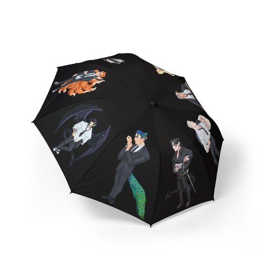 Discordia Demons (Cassandra Featherstone x Phantom Dame) Semi-Automatic Foldable Umbrella One size Canopy diameter (when open), in 48.00 Shaft length (when folded), in 20.50 Shaft length (when open), in 30.00 With the waterproof coating and semi-automatic