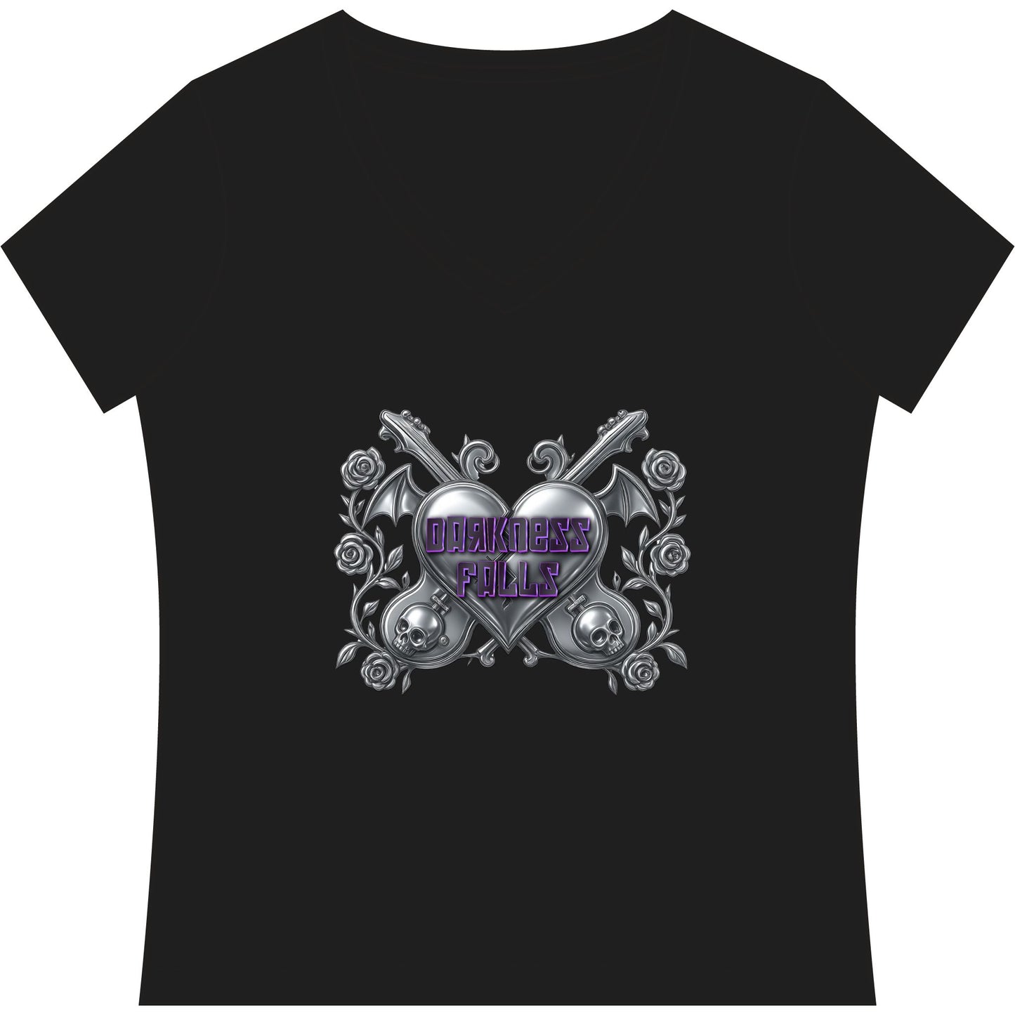 Darkness Falls COM Band Tee Women's Relaxed Fit V-Neck