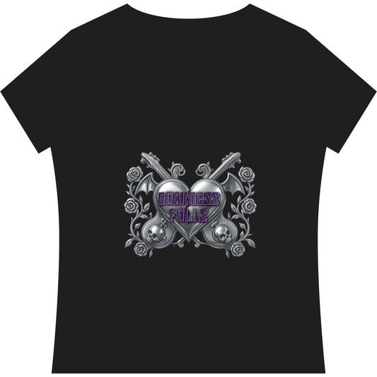 Darkness Falls COM Band Tee Women's Relaxed Fit V-Neck