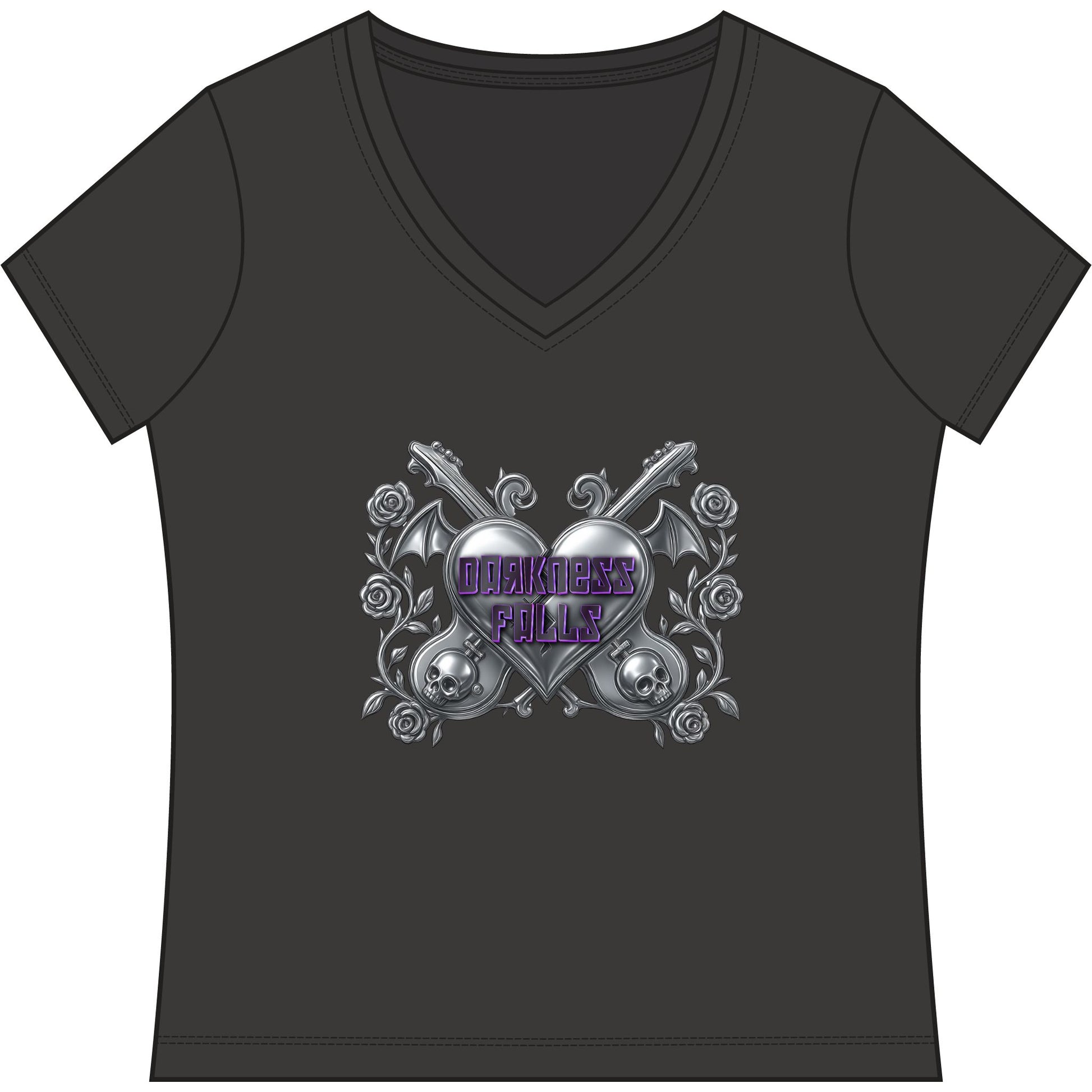 Darkness Falls COM Band Tee Women's Relaxed Fit V-Neck