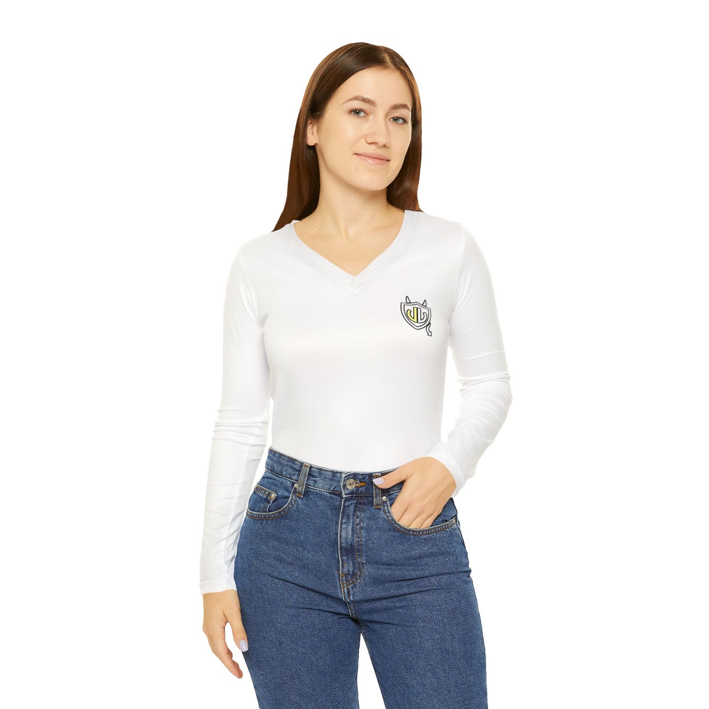 Cassandra Featherstone x Phantom Dame 'Salem' (Discordia University) Women's Long Sleeve V-neck Shirt (AOP)